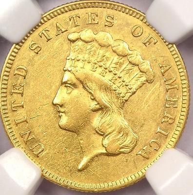 1867 Three Dollar Indian Gold Piece $3   NGC AU   Rare Date Coin