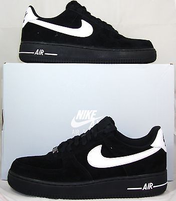 NIB NIKE Mens 9.5 BLACK SUEDE AIR FORCE 1 07 ONE LOW LIFESTYLE CASUAL 