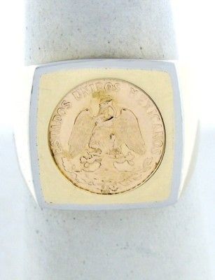 18k gold estados unidos mexicanos peso coin eagle ring we