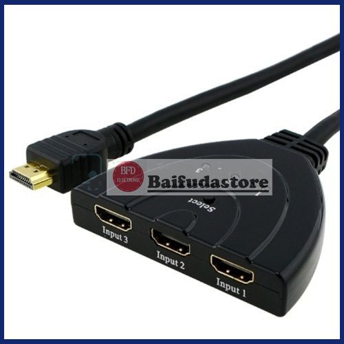 Port 1 3 HDMI Switcher Splitter Hub Selecter for HDTV 1080P Full HD 