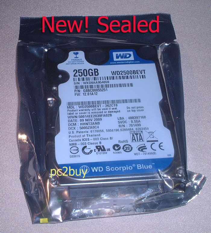 WD Scorpio Blue 250 GB SATA 2 5 Laptop Drive WD2500BEVT