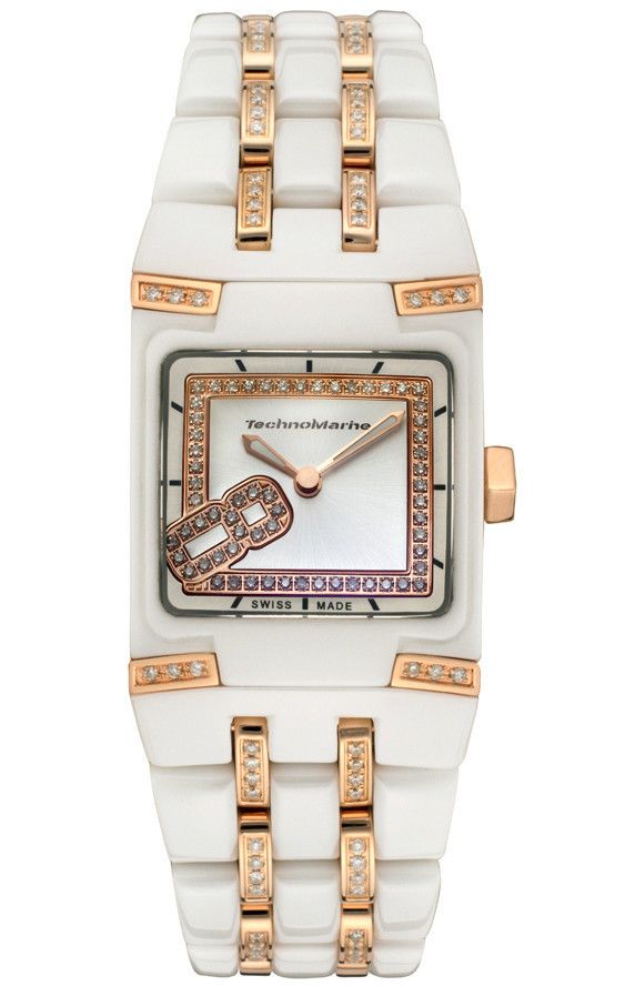   Womens 308006 White Ceramic Diamonds   Number 8 in Diamonds