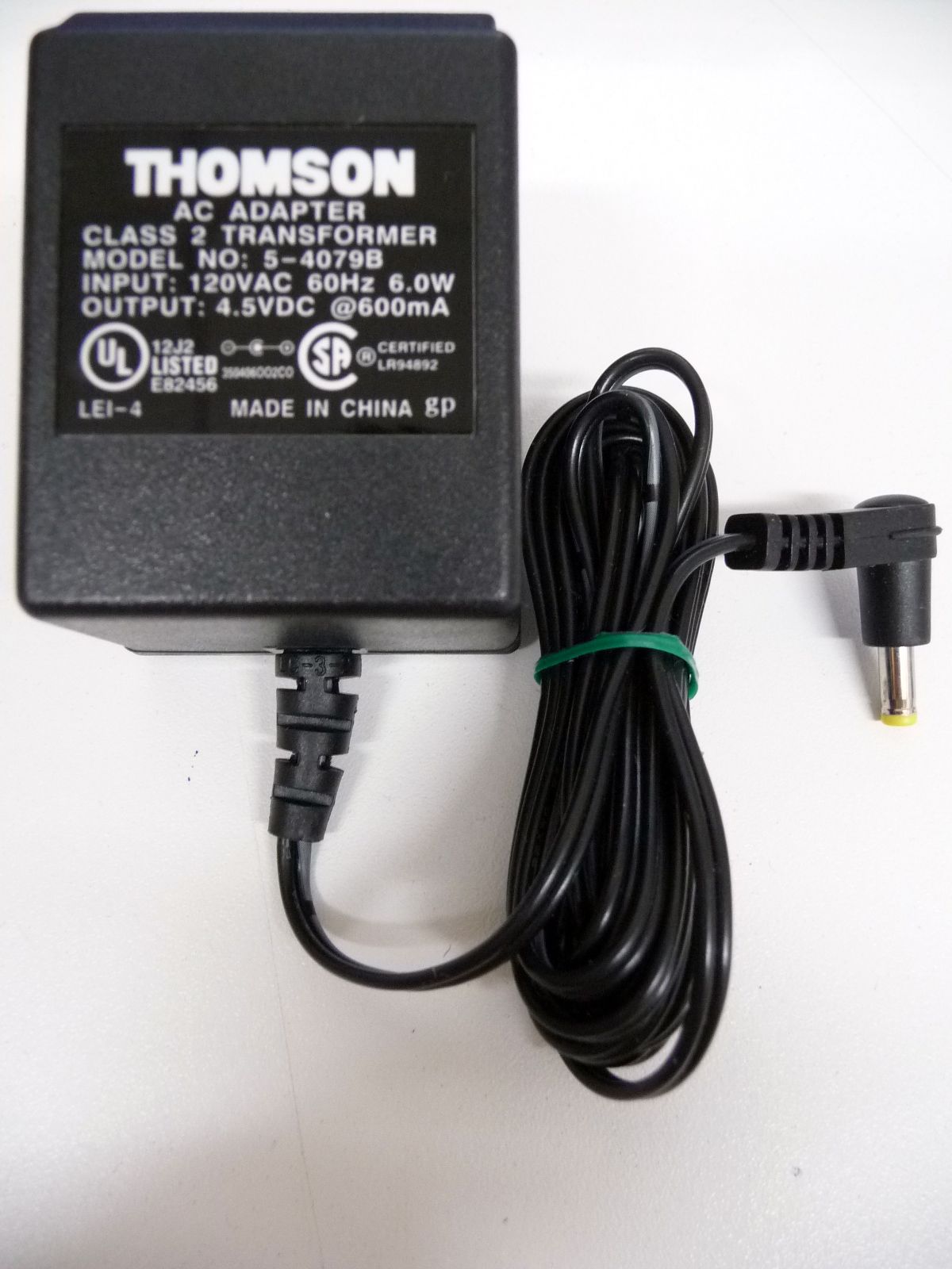   AC Power Adapter 120VAC 6 0W 60Hz 4 5V DC 6W 4 5VDC 600mA 5 4079B Volt