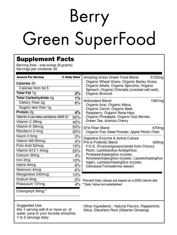 Amazing Grass Green Superfood Berry Powder 30 Serv