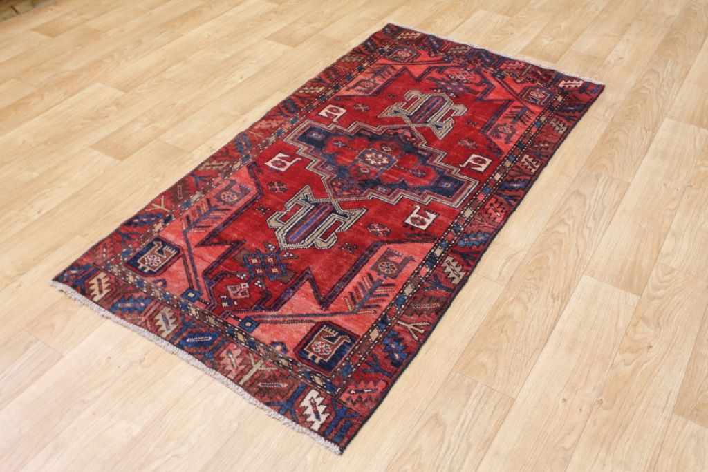 Amazing Red Tribal Mussel Hamedan Persian Wool Oriental Area Rug 