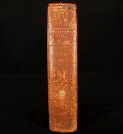 1795 Abridgment Penal Statutes William Addington Signed