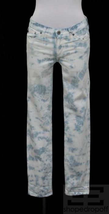 AG Adriano Goldschmied Blue & White Tie Dye The Stilt Skinny Jeans 