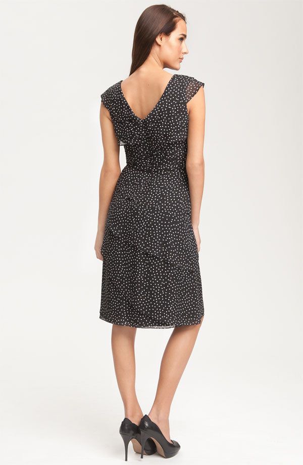 Adrianna Papell Polka Dot Chiffon Dress 8 $159 00