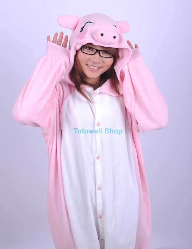 New Adult Animal Lovely Pig Pajamas Sleepsuit Onesie Sleepwear Unisex 