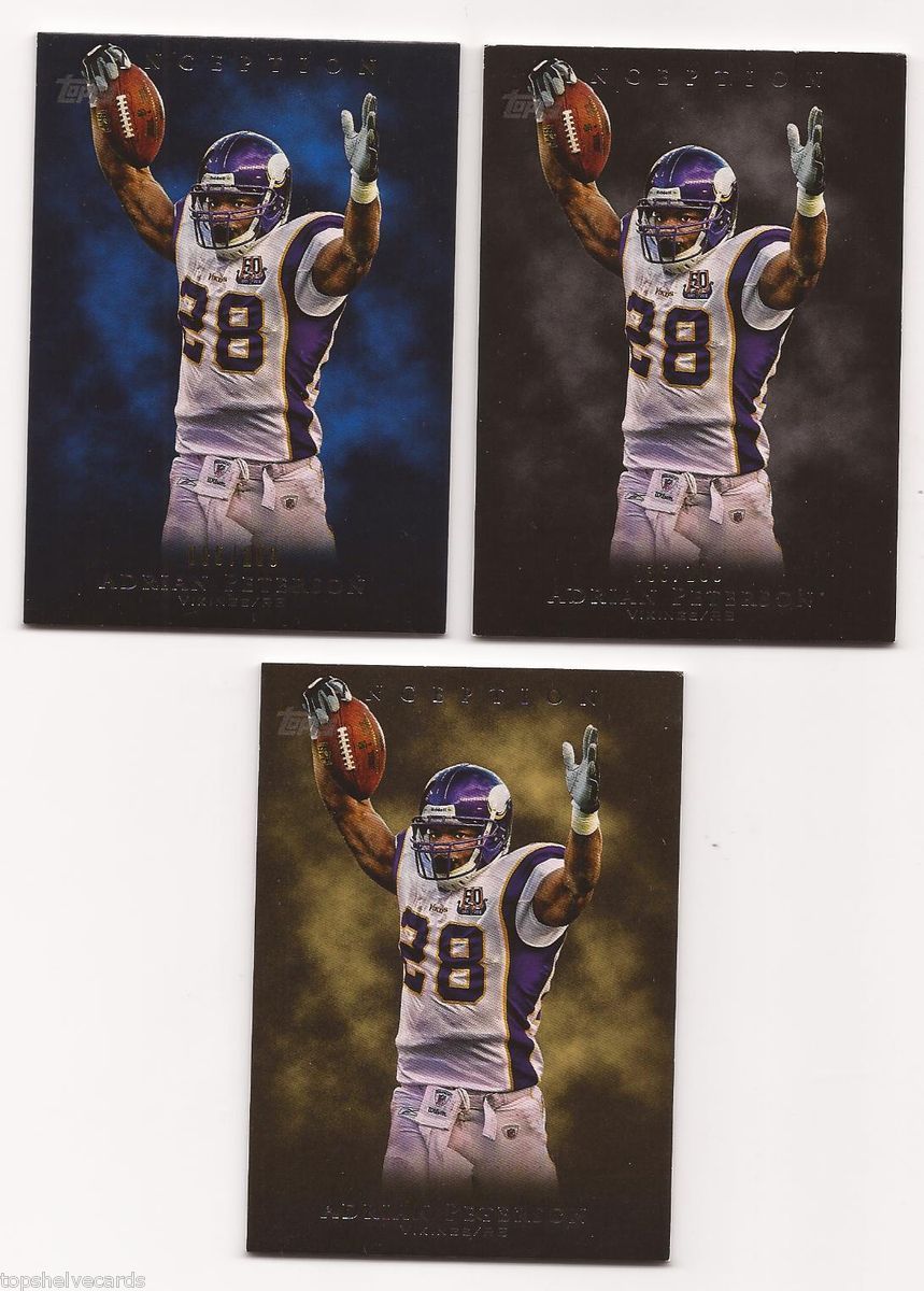 Adrian Peterson 2010 Inception 3 Card Lot Blue #d /209 Black #d /106 