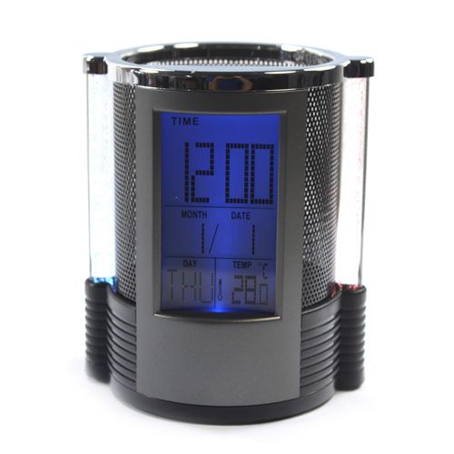   Metal Pen LED Digital Alarm Clocks year, month,time and temperature