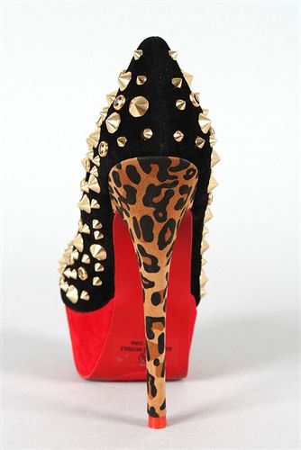 Sexy Alba Platform Studded Gold Leopard Christian