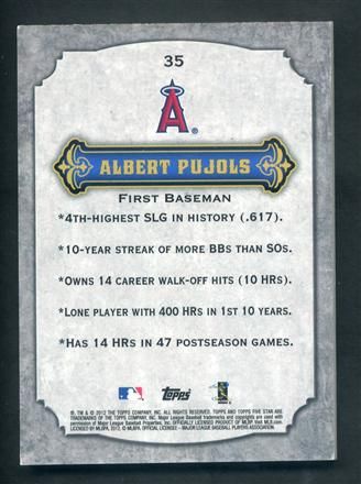 2012 Topps Five Star #35 Albert Pujols Base Card 12/80 ~ Angels