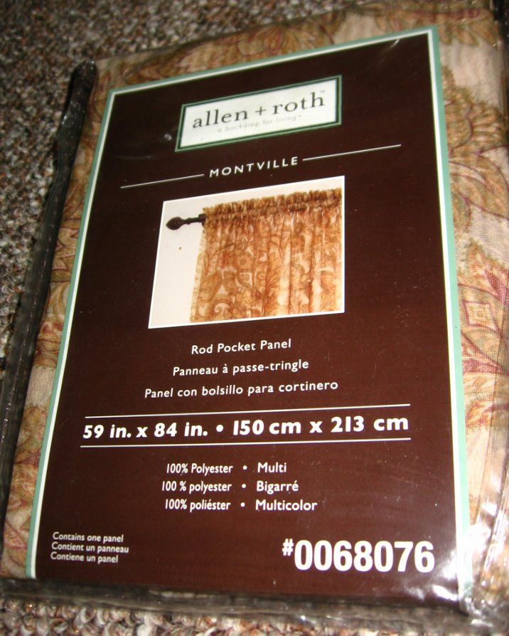 Allen Roth Montville Curtain Drapery Drape Rod Pocket Panel 59x84 