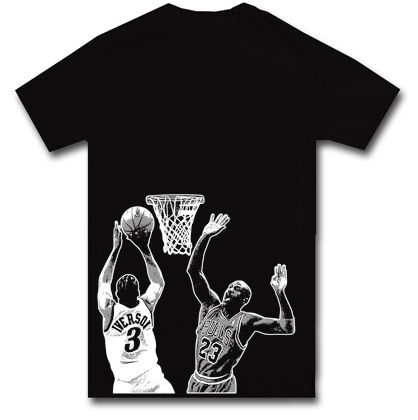 Iverson vs MJ T Shirt Cement Retro Bulls s M L XL 2XL