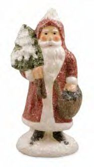   Rosy Red Cheeks Santa holding Gifts Paper Pulp Figurine by Teena