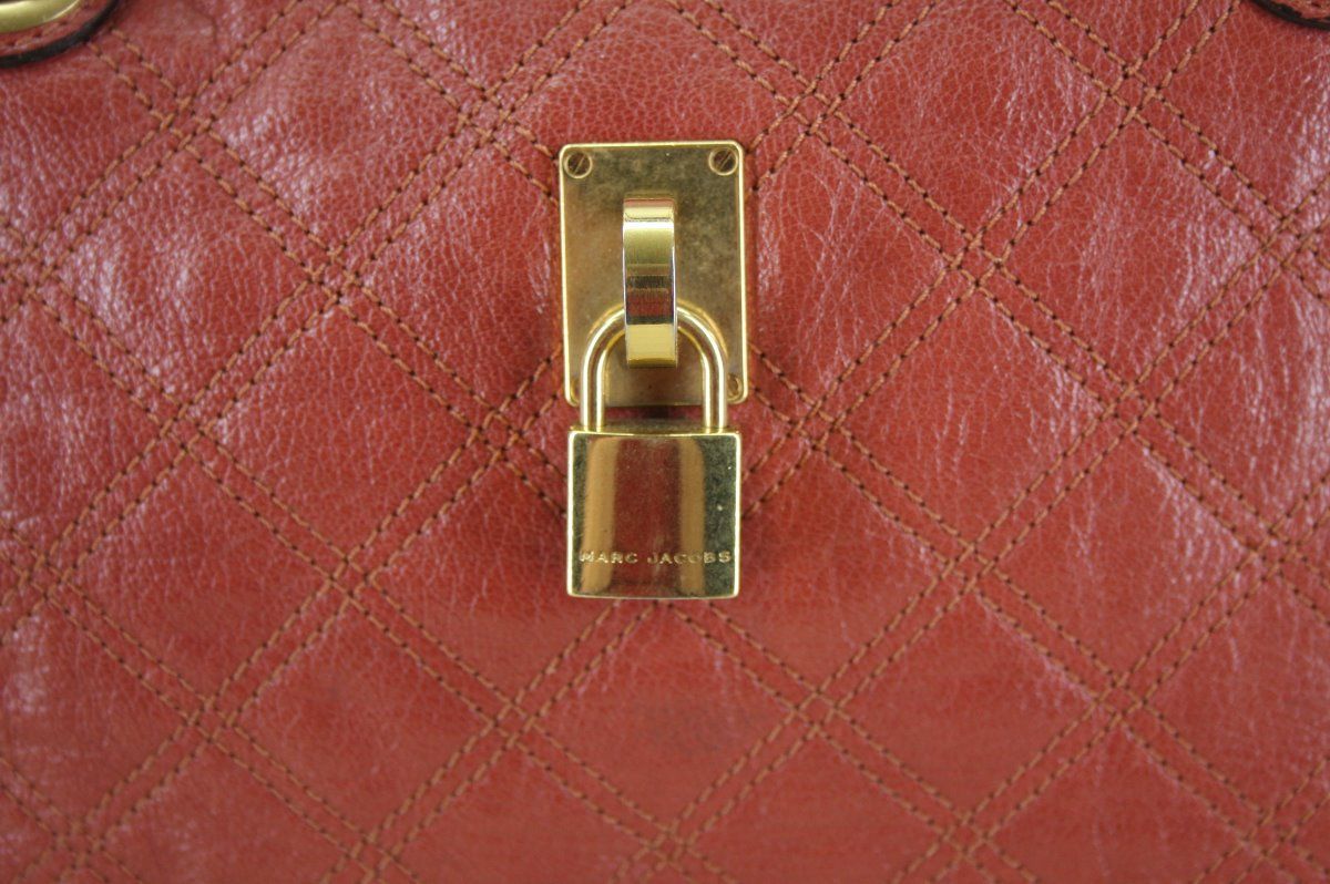 Marc Jacobs Karlie Quilted Lambskin Leather Dome Satchel Purse $1295 