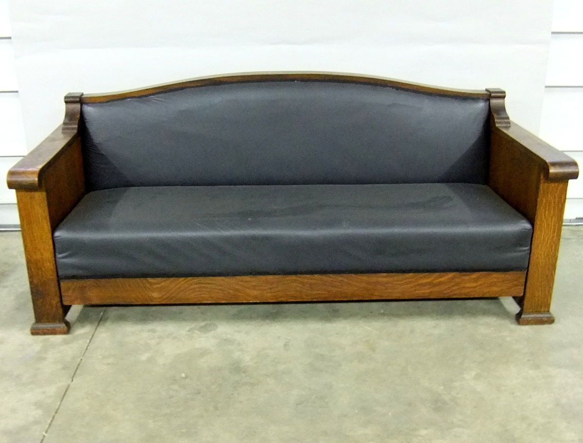   15 EMPIRE MISSION STYLE QUARTERSAWN OAK SOFA MURPHY ANTIQUE BED COUCH