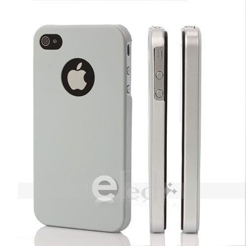Hard Ultra Thin Hard Case Cover for Apple iPhone 4G Gray Sides Silver 