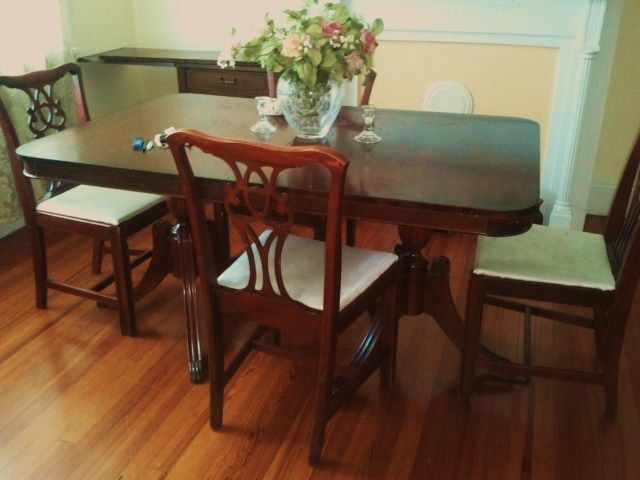 Antique Mahogany Brass Claw Feet Dining Table