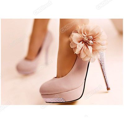 Romantic Flower Womens Platform Pumps Stilettos High Heels Wedding 