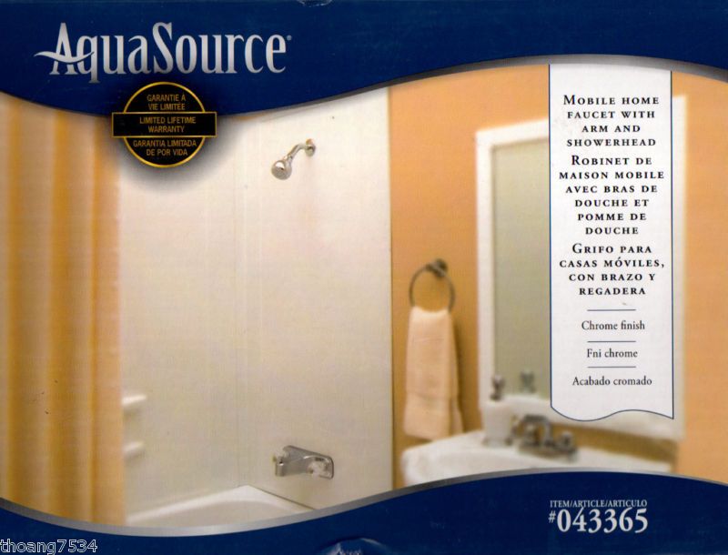 AquaSource Mobile Home RV Bath Room Tub Faucet Shower Head 8 Chrome 