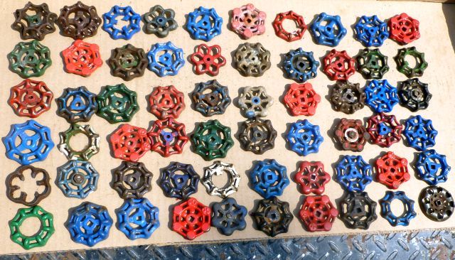 Lot of 60 Antique Vintage Valve Handles Water Faucet Knobs Steampunk 