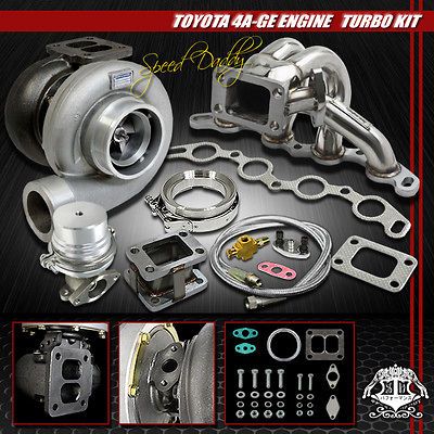 GT45 6PC TURBO KIT TURBOCHARGER+S​S MANIFOLD+WG 85 89 TOYOTA MR2/ 91 