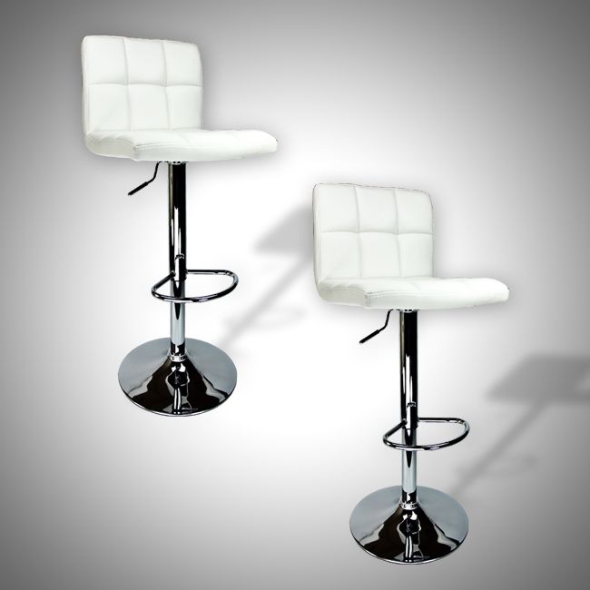 Swivel Bar Stool White Elegant PU Leather Modern Adjustable 