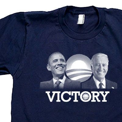 BARACK OBAMA JOE BIDEN Democrat president VICTORY SCREEN PRINTED Tee 