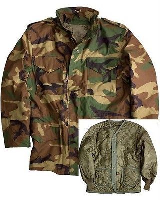 ALPHA INDUSTRIES M 65 FIELD COAT WITH LINER WOODLAND CAMO XS 5XL ARMY 