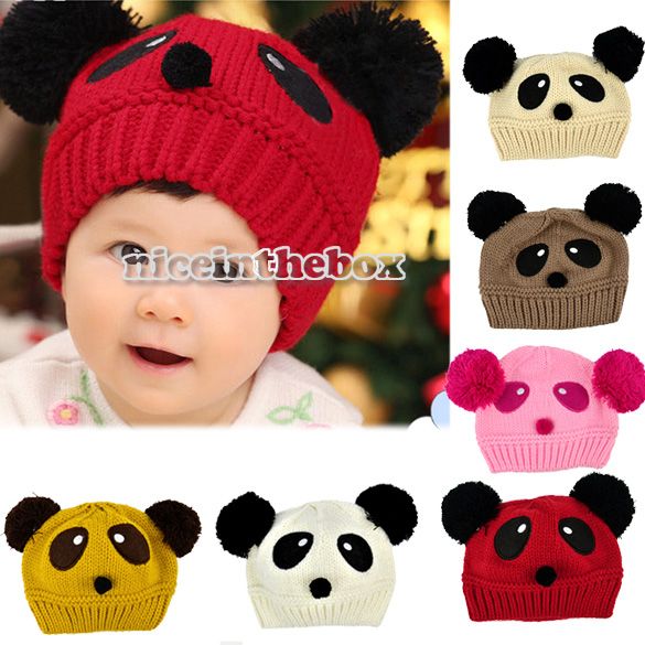 New Cute Baby Kids Girls Boys Stretchy Warm Winter Panda Cap Hat 