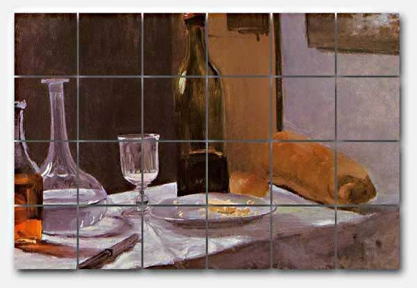   Still Life with Bottle Marble Mural Backsplash Kitchen 36x24 In