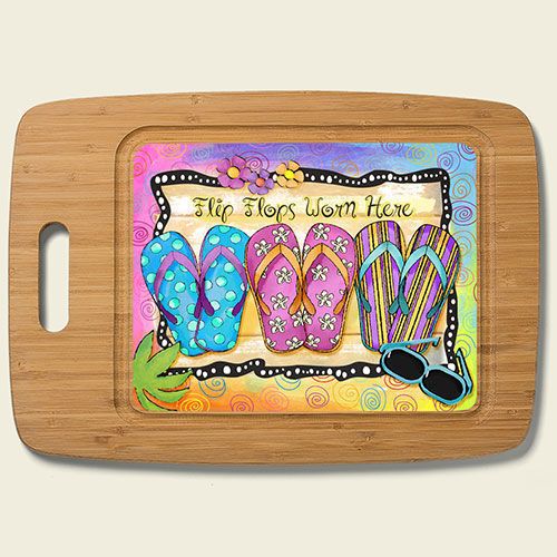 Flip Flops Worn Here Large Bamboo Cutting Board