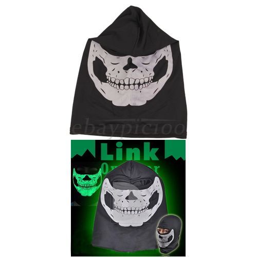 Glow Luminous Biker Paintball Balaclava Skull Ghost Ski Head Face Mask 