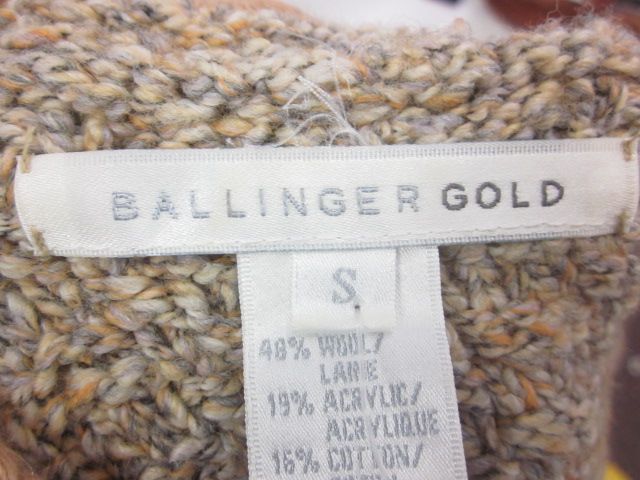 Ballinger Gold Knit Scalloped Detail Cardigan Sweater S