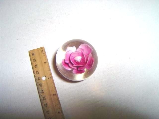 Paperweight Glass Rose Pink Lavender