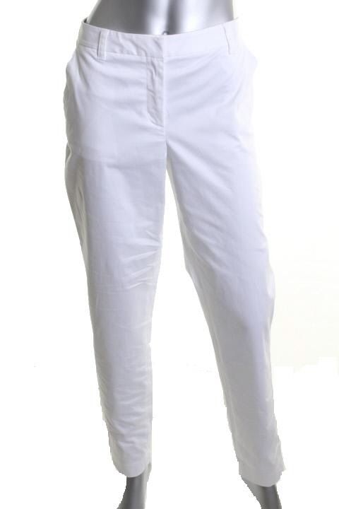 DKNY New White Narrow Leg Stretch Faux Pocket Casual Pants 8 BHFO 
