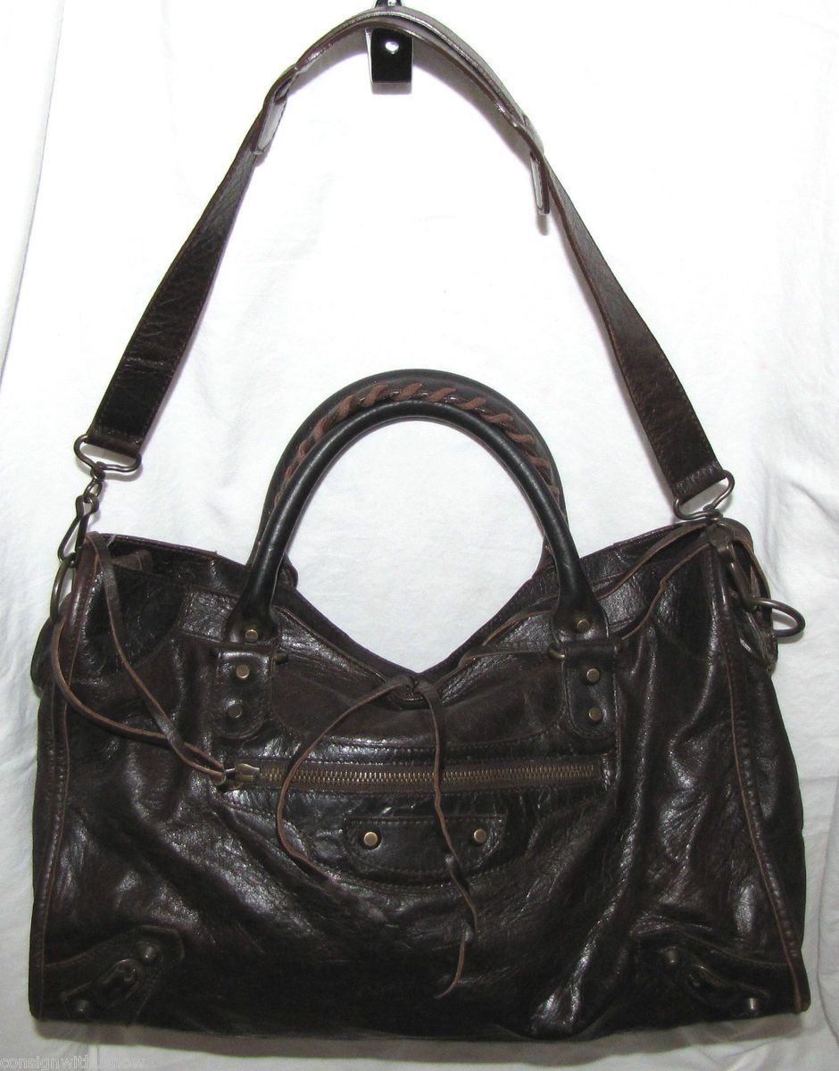 Balenciaga Paris City Bag Chocolate brown Leather Hand bag Shoulder 
