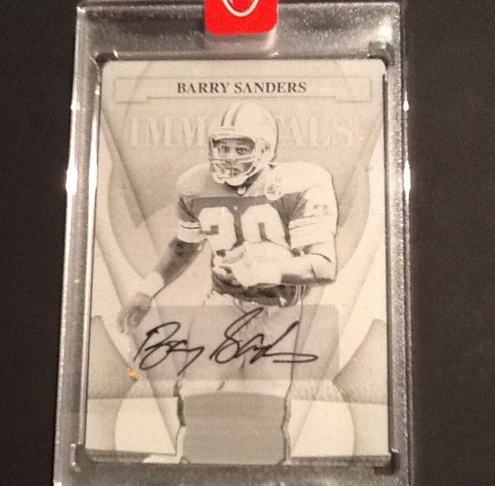 Barry Sanders Autographed Leaf Certified Football Black Plate 1 1 254 