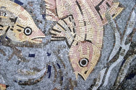 Fishes Design Mosaic Bathroom Pool Inlay Decor