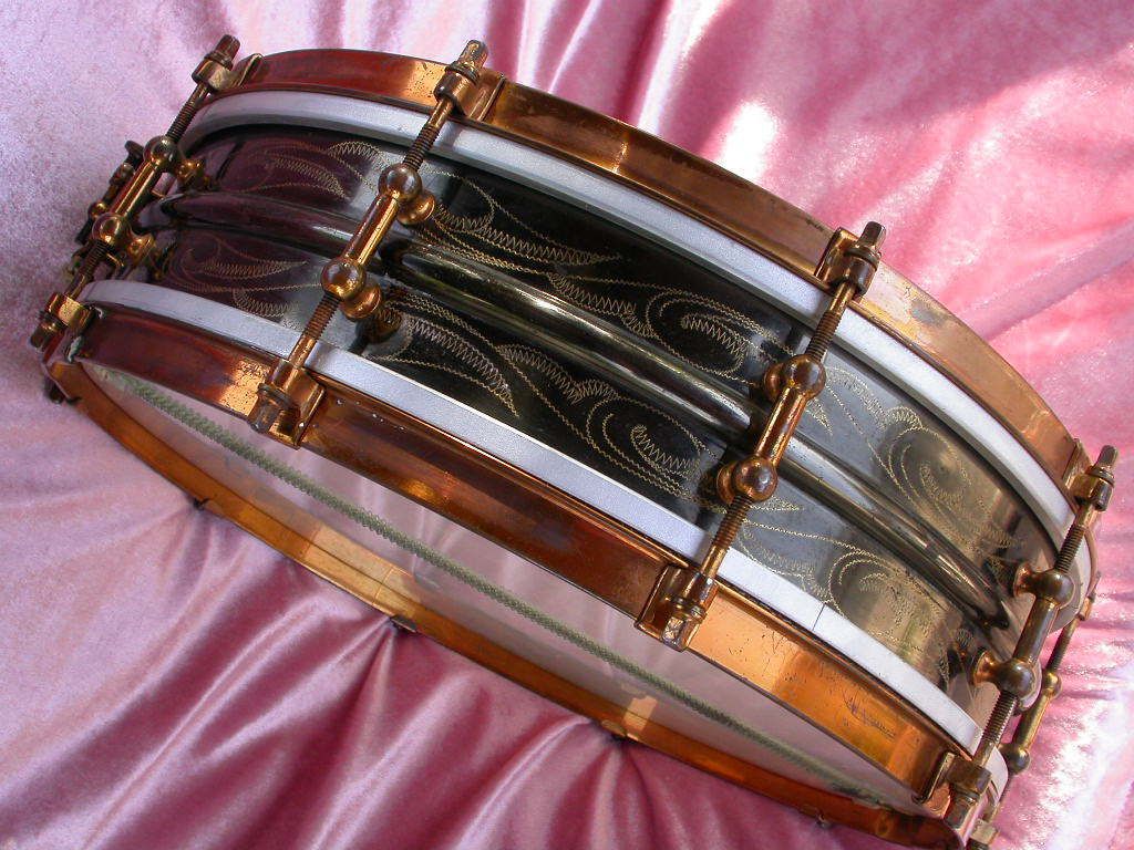 RARE 1925 LUDWIG & LUDWIG 4 DEEP 10 LUG BLACK BEAUTY SNARE DRUM WAVES 