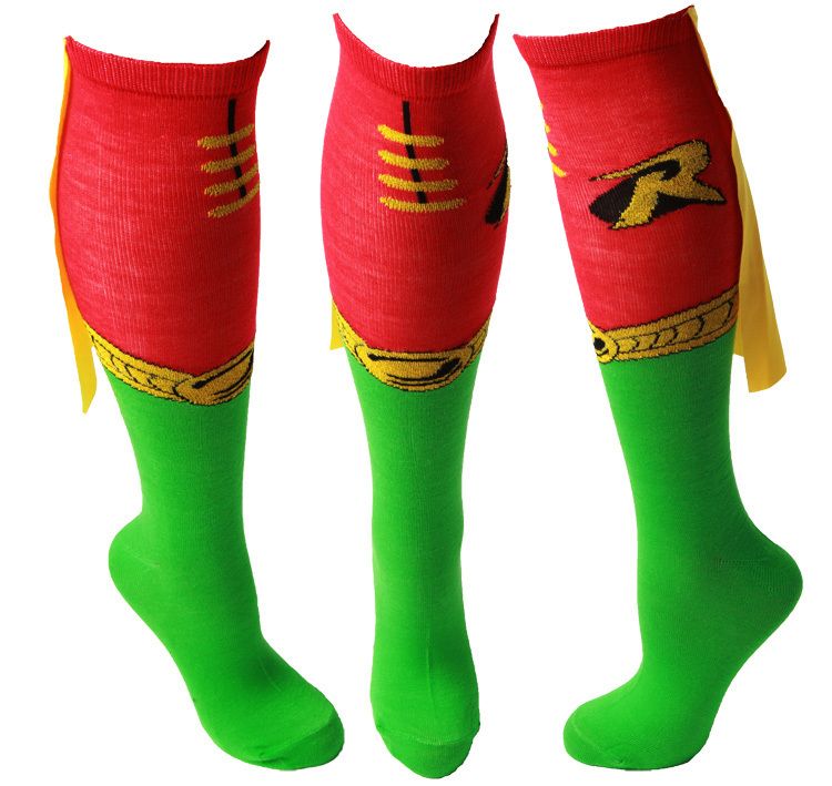 Batman Robin Knee High Derby Socks with Cape