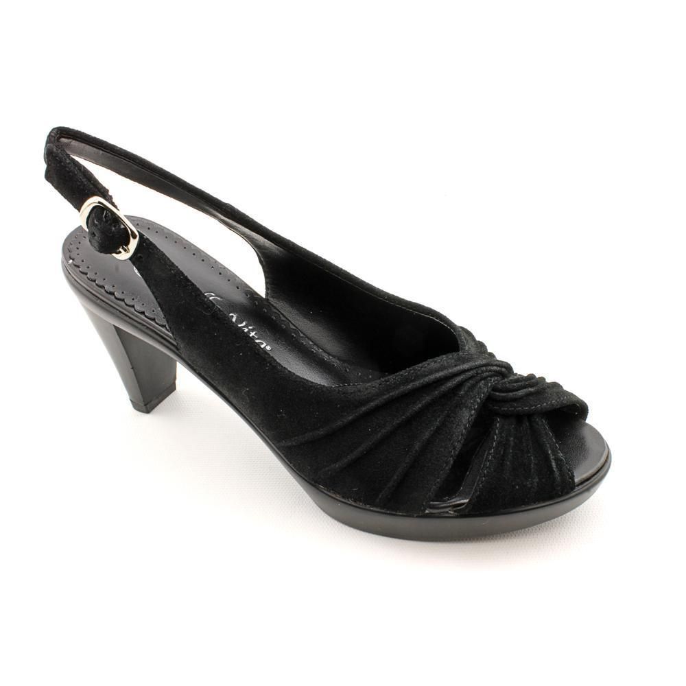 Bella Vita Clinch Womens Size 6 Black Narrow Peep Toe Kid Suede 