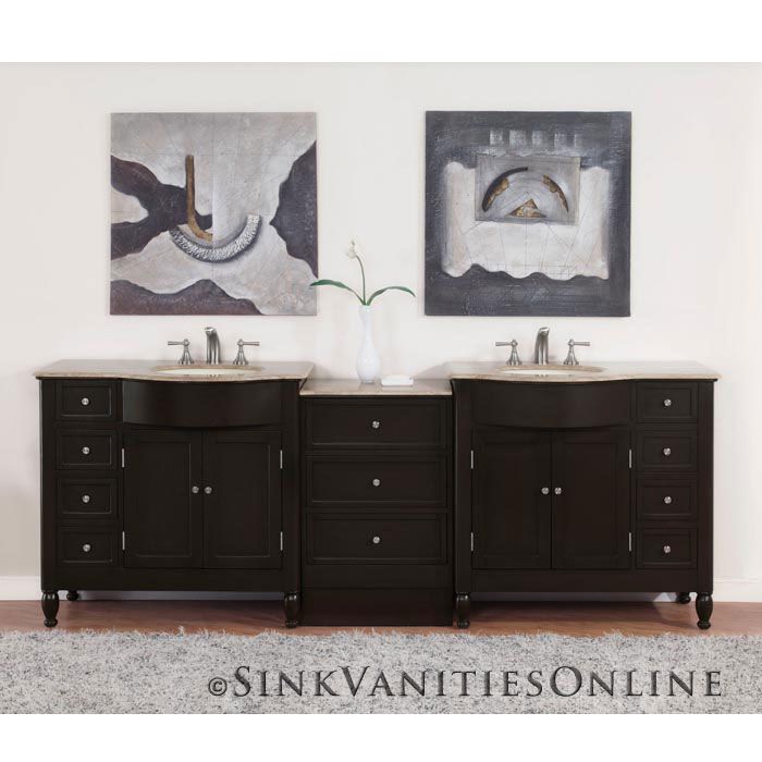 95 Kelston Bathroom Double Sink Vanity Travertine Top