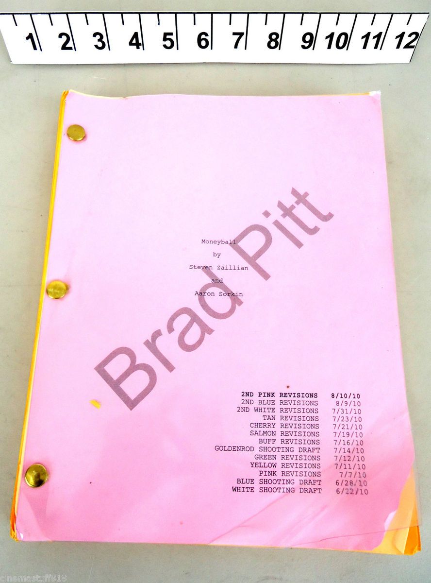 MONEYBALL (2011) BILLY BEANE (BRAD PITT) ORIGINAL SCRIPT W 