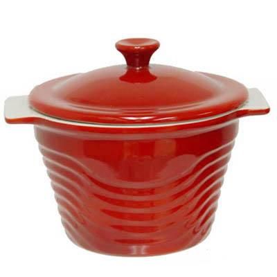 Red Ivory or Brown Soup Stew Bean Chili Crock w Lid New