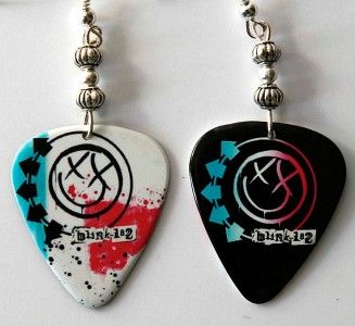 blink 182 guitar pick earrings two sided