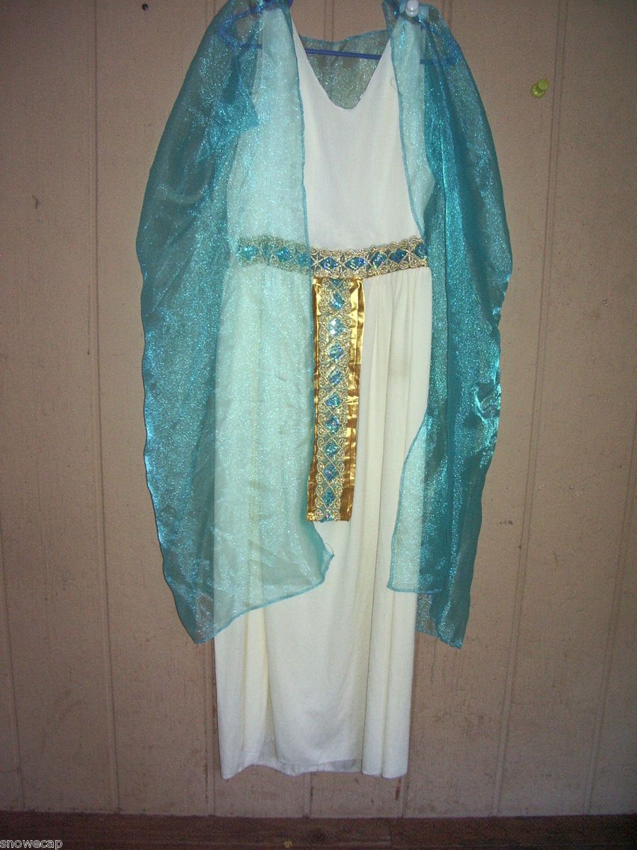 Egyptian Queen in White and Aqua Blue Long Gown Size Talla L