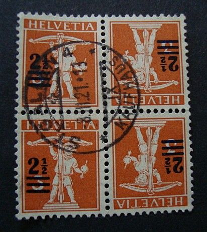 1921 SWITZERLAND STAMPS SCOTT#193a OVERPRINTED TETE BECHE USED